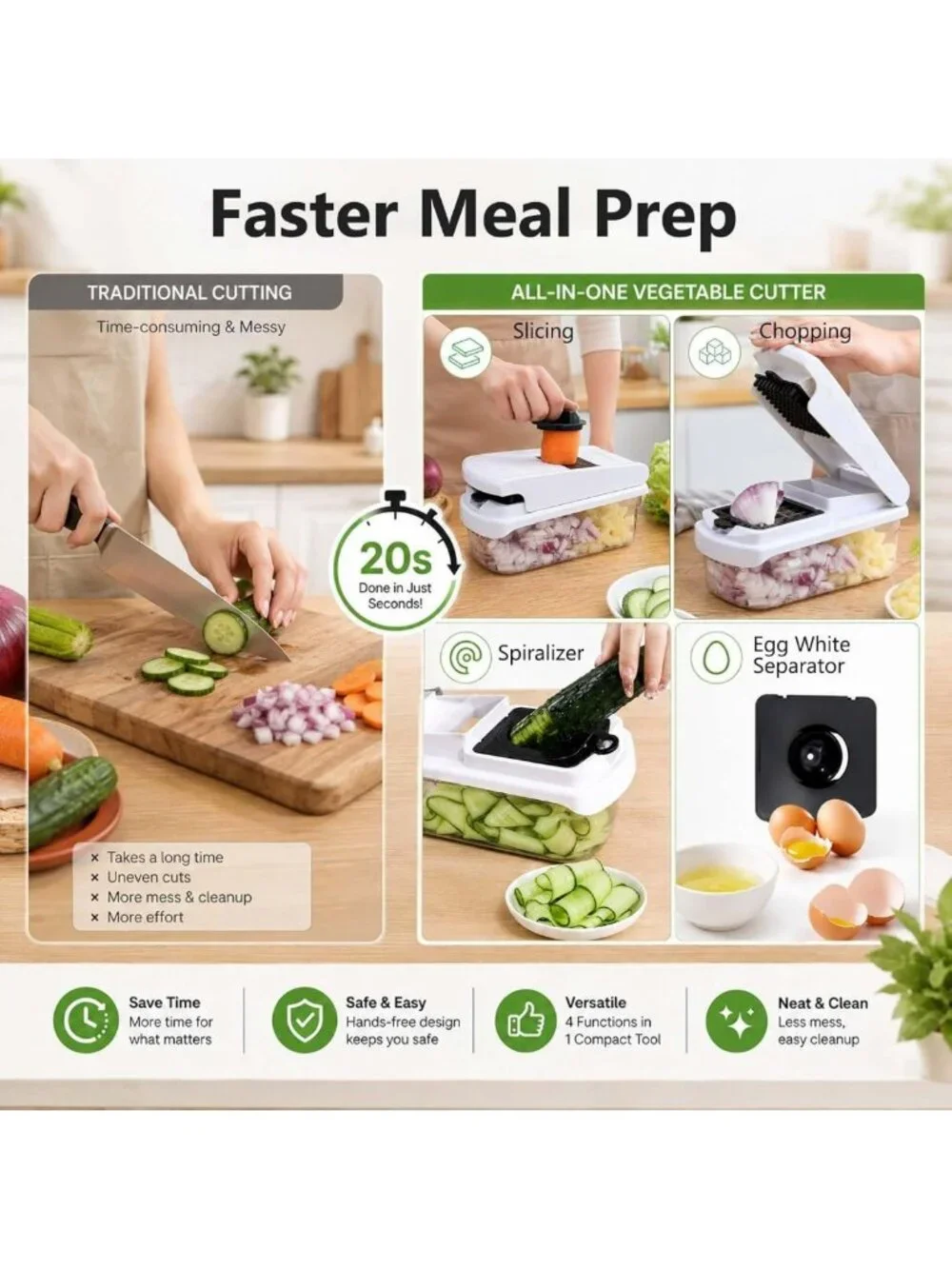 Versatile 18-in-1 Vegetable Chopper & Mandoline Slicer - Food Prep Tool, Dicer
